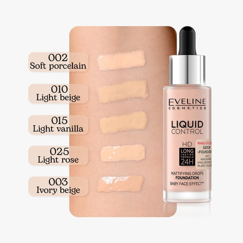 EVELINE COSMETICS LIQUID CONTROL SERUM FOUNDATION- 010 Light Beige