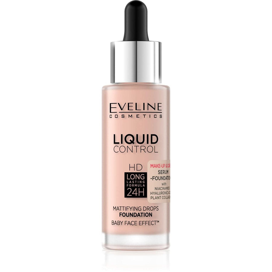 EVELINE COSMETICS LIQUID CONTROL SERUM FOUNDATION - 002 Soft Porcelain - Cosmoshop - description