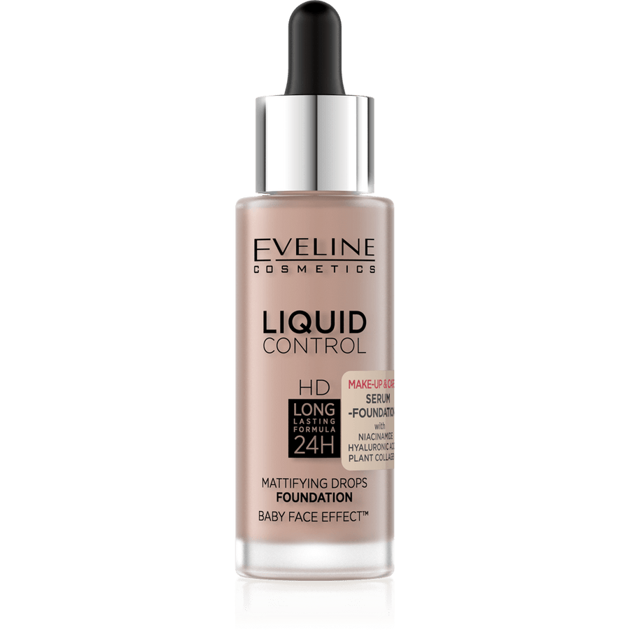 EVELINE COSMETICS LIQUID CONTROL SERUM FOUNDATION - 025 Light Rose - Cosmoshop - description