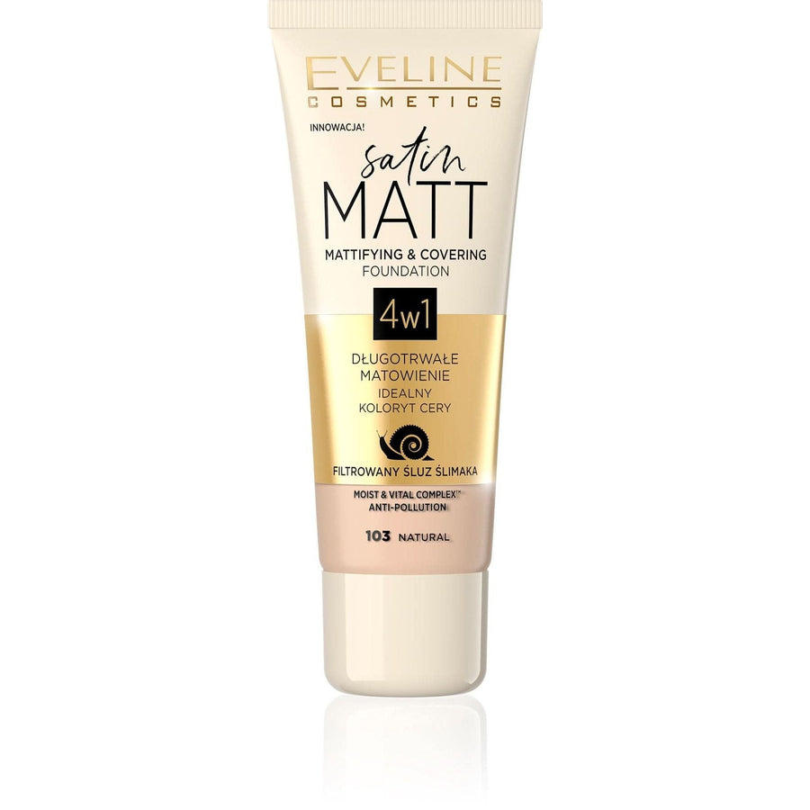 EVELINE COSMETICS SATIN MATT MATTIFYING & COVERING FOUNDATION 103 Natural - Cosmoshop - description