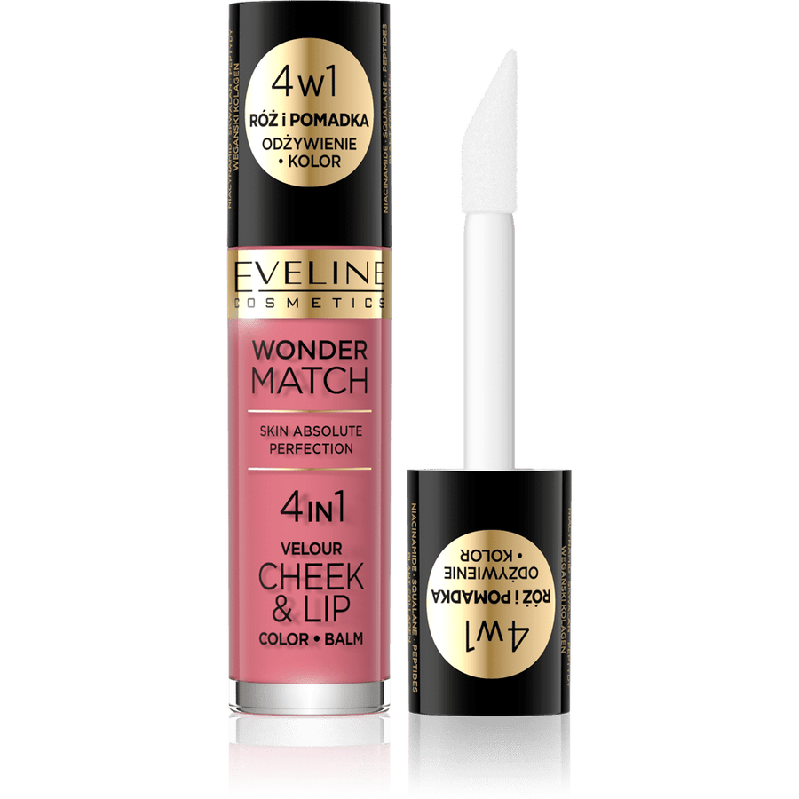 Eveline Cosmetics Wonder Match 4 IN 1 Velour Cheek & Lip 04 - Cosmoshop - description